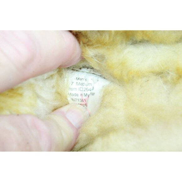 LL Bean Brown Suede Wicked Good Shearling Lined Moccasin Slippers Size 7 M - Picture 8 of 9